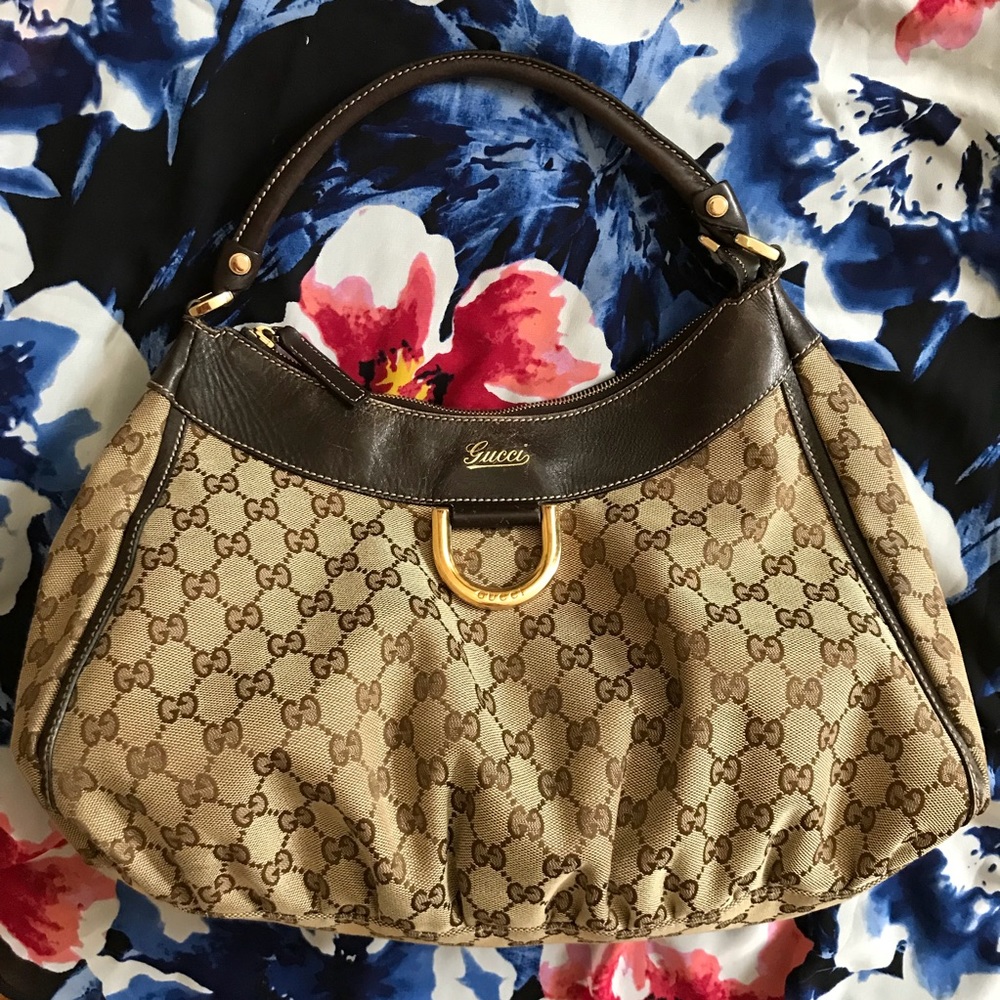 Gucci Monogram D Ring Hobo Handbag